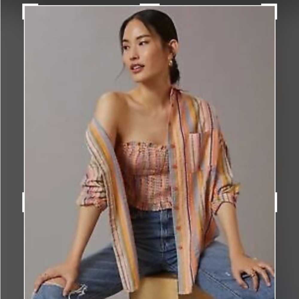 NWT Anthropologie Pilcro Striped Boyfriend Shirt